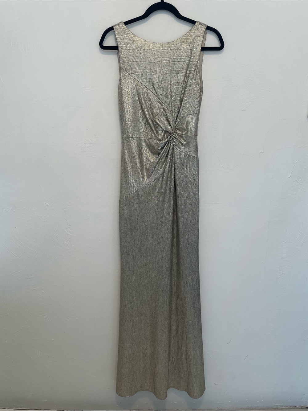 Calvin Klein Metallic Gold Twist-Front Maxi Dress Women’s Size 2
